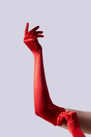 Red Long shiny satin gloves - Dr.Harness 1