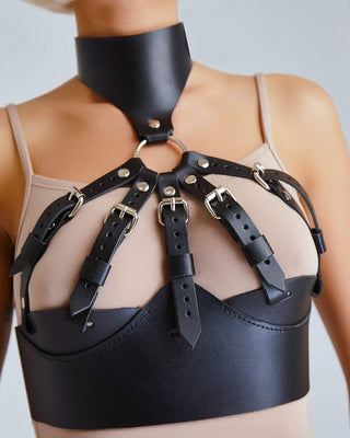 Leather bra with choker - Dr.Harness 6