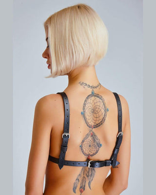 Leather bra harness